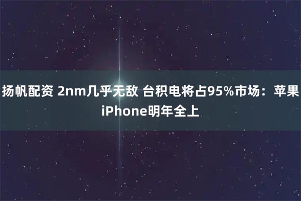 扬帆配资 2nm几乎无敌 台积电将占95%市场：苹果iPhone明年全上